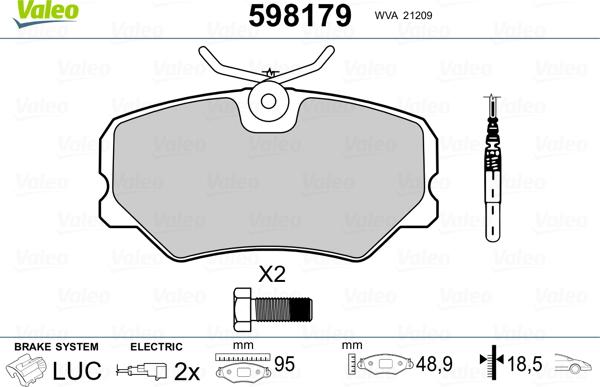 Valeo 598179 - Brake Pad Set, disc brake autospares.lv