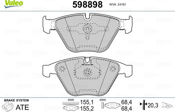 Valeo 598898 - Brake Pad Set, disc brake autospares.lv