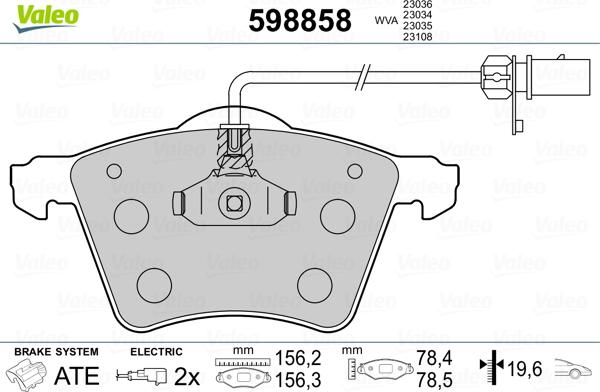 Valeo 598858 - Brake Pad Set, disc brake autospares.lv