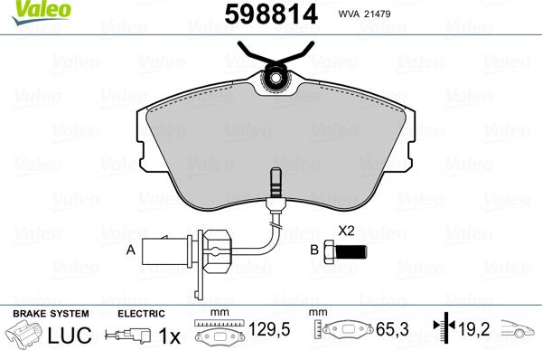 Valeo 598814 - Brake Pad Set, disc brake autospares.lv