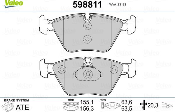 Valeo 598811 - Brake Pad Set, disc brake autospares.lv