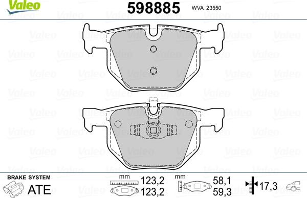 Valeo 598885 - Brake Pad Set, disc brake autospares.lv