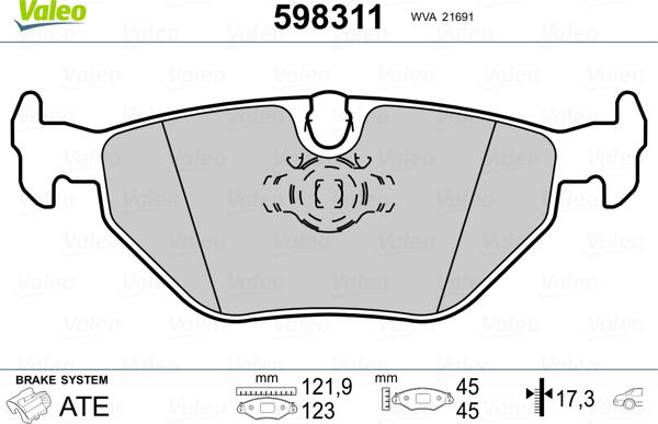 Valeo 598311 - Brake Pad Set, disc brake autospares.lv