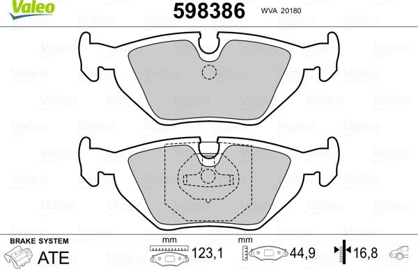 Valeo 598386 - Brake Pad Set, disc brake autospares.lv