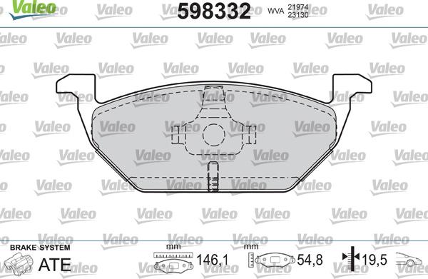 Valeo 598332 - Brake Pad Set, disc brake autospares.lv