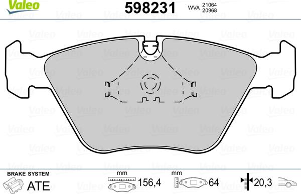 Valeo 598231 - Brake Pad Set, disc brake autospares.lv