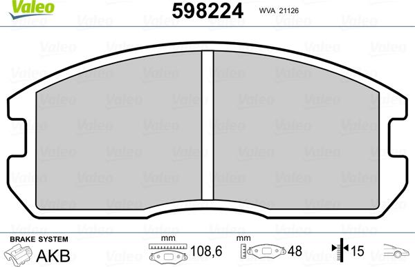 Valeo 598224 - Brake Pad Set, disc brake autospares.lv