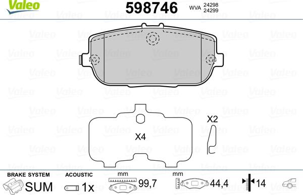 Valeo 598746 - Brake Pad Set, disc brake autospares.lv