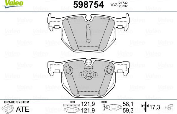 Valeo 598754 - Brake Pad Set, disc brake autospares.lv