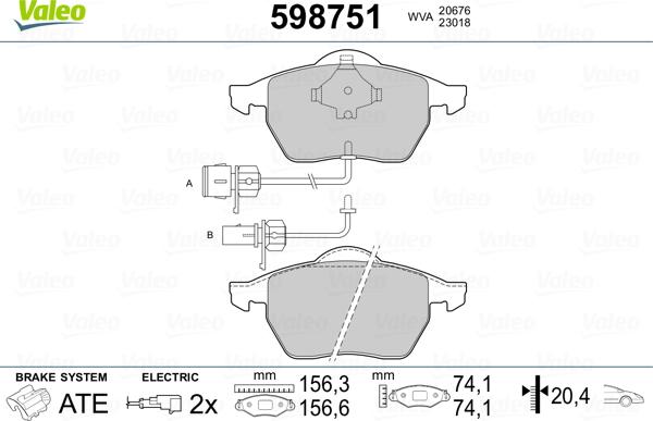 Valeo 598751 - Brake Pad Set, disc brake autospares.lv