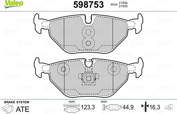 Valeo 598753 - Brake Pad Set, disc brake autospares.lv