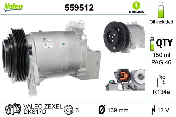 Valeo 559512 - Compressor, air conditioning autospares.lv