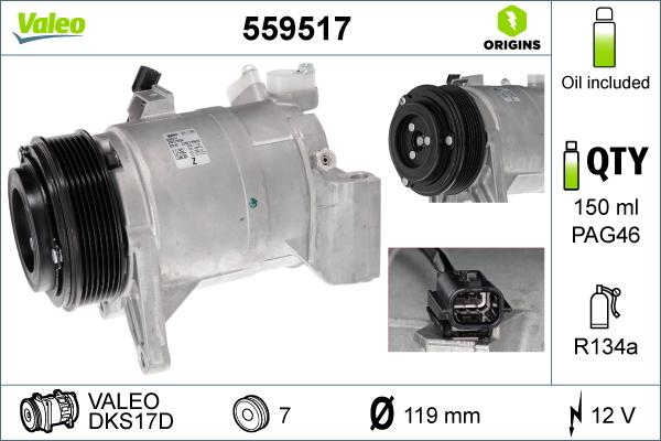 Valeo 559517 - Compressor, air conditioning autospares.lv