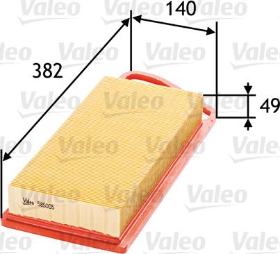 Valeo 585005 - Air Filter, engine autospares.lv