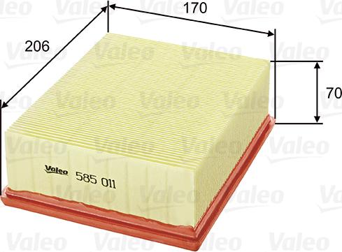 Valeo 585011 - Air Filter, engine autospares.lv