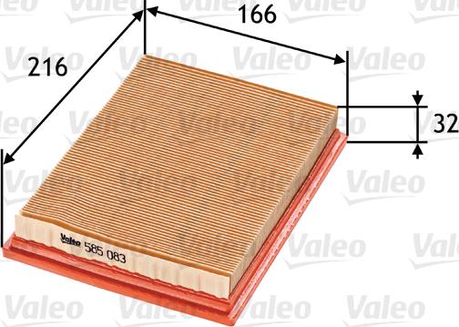 Valeo 585083 - Air Filter, engine autospares.lv