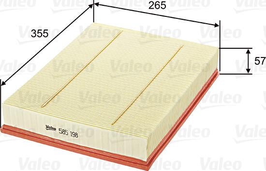 Valeo 585198 - Air Filter, engine autospares.lv