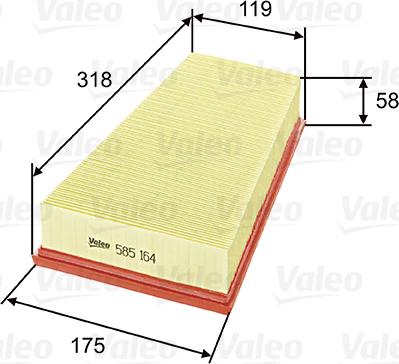 Valeo 585164 - Air Filter, engine autospares.lv