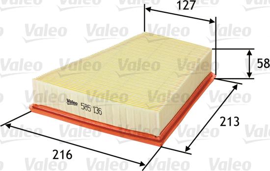 Valeo 585136 - Air Filter, engine autospares.lv