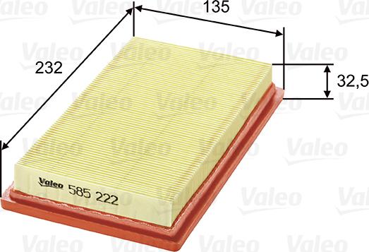 Valeo 585222 - Air Filter, engine autospares.lv