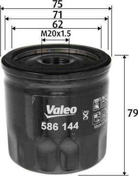 Valeo 586144 - Oil Filter autospares.lv