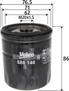 Valeo 586146 - Oil Filter autospares.lv