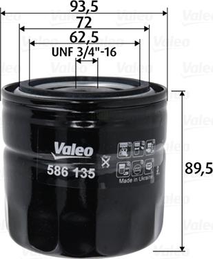 Valeo 586135 - Oil Filter autospares.lv