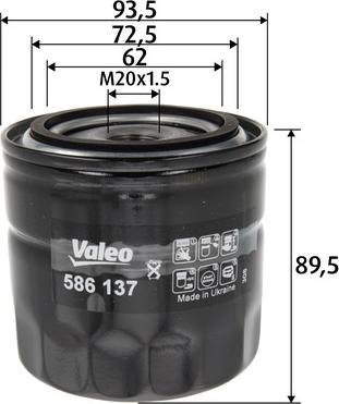 Valeo 586137 - Oil Filter autospares.lv