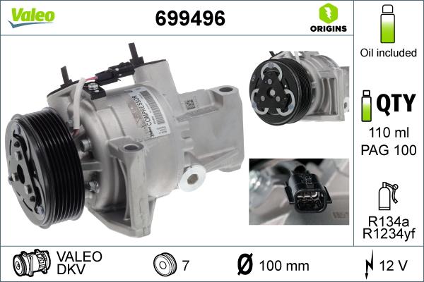 Valeo 699496 - Compressor, air conditioning autospares.lv