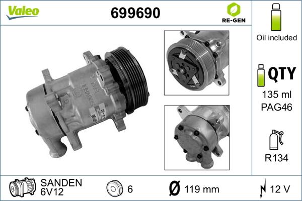 Valeo 699690 - Compressor, air conditioning autospares.lv