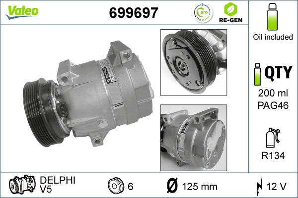 Valeo 699697 - Compressor, air conditioning autospares.lv