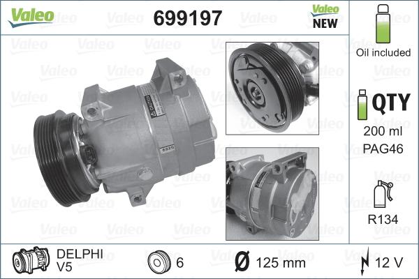 Valeo 699197 - Compressor, air conditioning autospares.lv