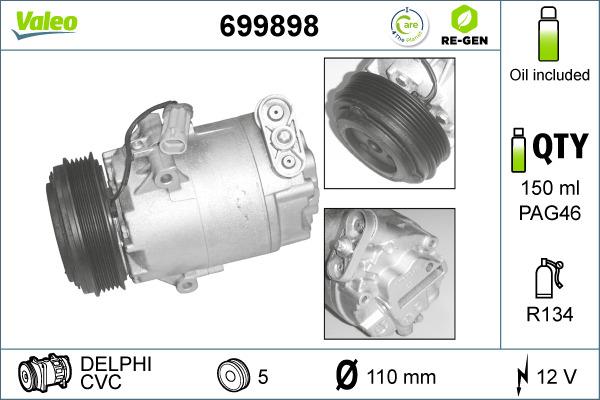 Valeo 699898 - Compressor, air conditioning autospares.lv