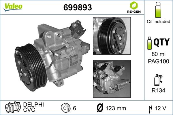 Valeo 699893 - Compressor, air conditioning autospares.lv