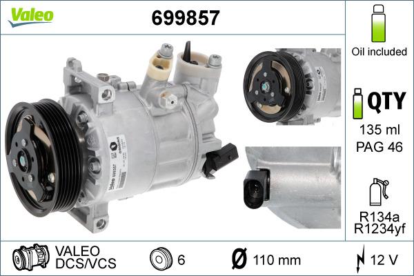 Valeo 699857 - Compressor, air conditioning autospares.lv