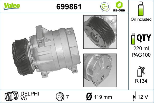 Valeo 699861 - Compressor, air conditioning autospares.lv