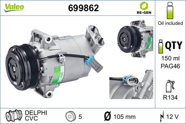 Valeo 699862 - Compressor, air conditioning autospares.lv