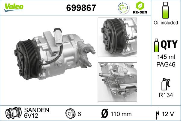 Valeo 699867 - Compressor, air conditioning autospares.lv