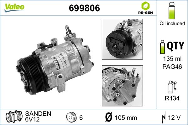 Valeo 699806 - Compressor, air conditioning autospares.lv