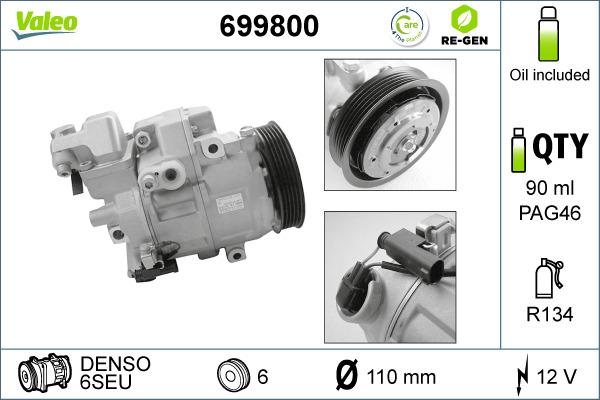 Valeo 699800 - Compressor, air conditioning autospares.lv