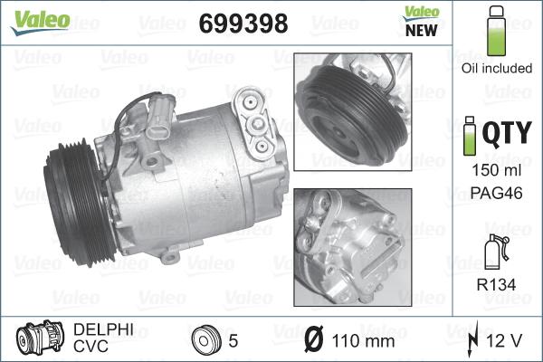 Valeo 699398 - Compressor, air conditioning autospares.lv