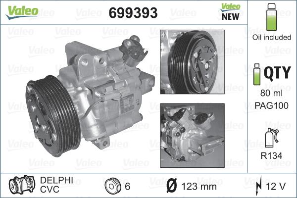 Valeo 699393 - Compressor, air conditioning autospares.lv