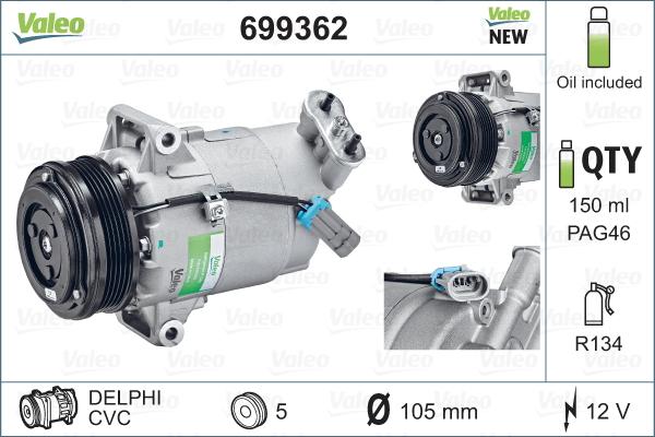 Valeo 699362 - Compressor, air conditioning autospares.lv