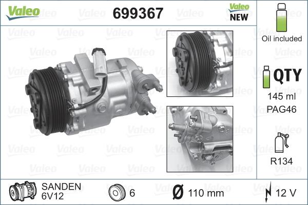 Valeo 699367 - Compressor, air conditioning autospares.lv