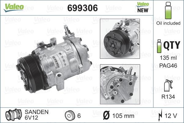 Valeo 699306 - Compressor, air conditioning autospares.lv