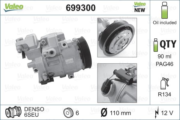 Valeo 699300 - Compressor, air conditioning autospares.lv