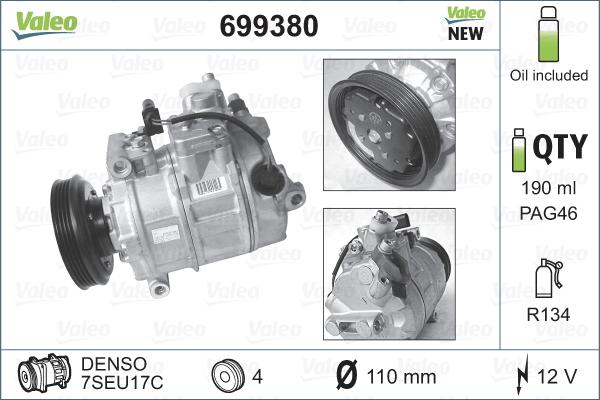 Valeo 699380 - Compressor, air conditioning autospares.lv