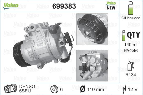 Valeo 699383 - Compressor, air conditioning autospares.lv