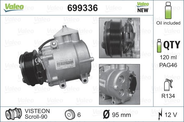 Valeo 699336 - Compressor, air conditioning autospares.lv