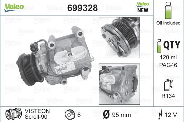 Valeo 699328 - Compressor, air conditioning autospares.lv